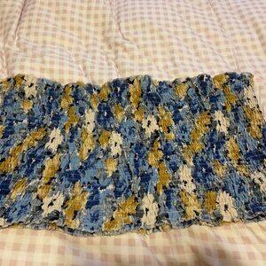 Blue and Yellow Smocked Tank Top